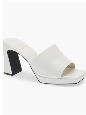 Jeffrey Campbell White Slide Mule with Black Heel Insert